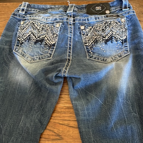 Miss Me Blue Boot Cut Jeans with White Accents - Picture 6 of 8